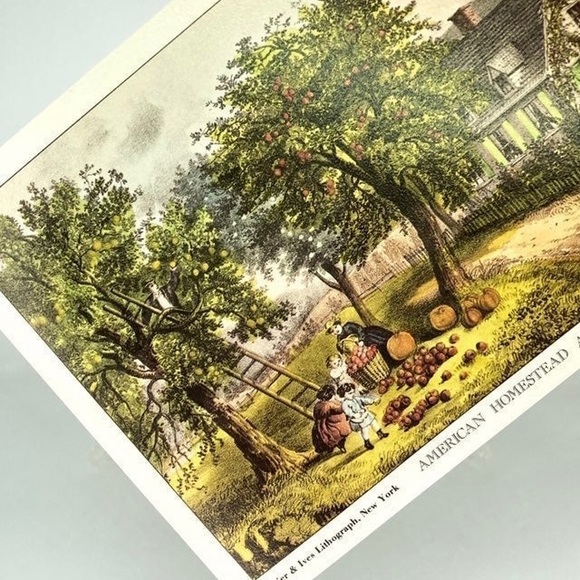 CLEARANCE Currier & Ives Lithograph Art Print Am. Homestead Autum 7x5 Museum NY - Picture 5 of 8